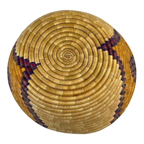 Handwoven Wolof Senegal West Africa Coiled Basket Centerpiece Decor & Storage - Picture 3 of 5